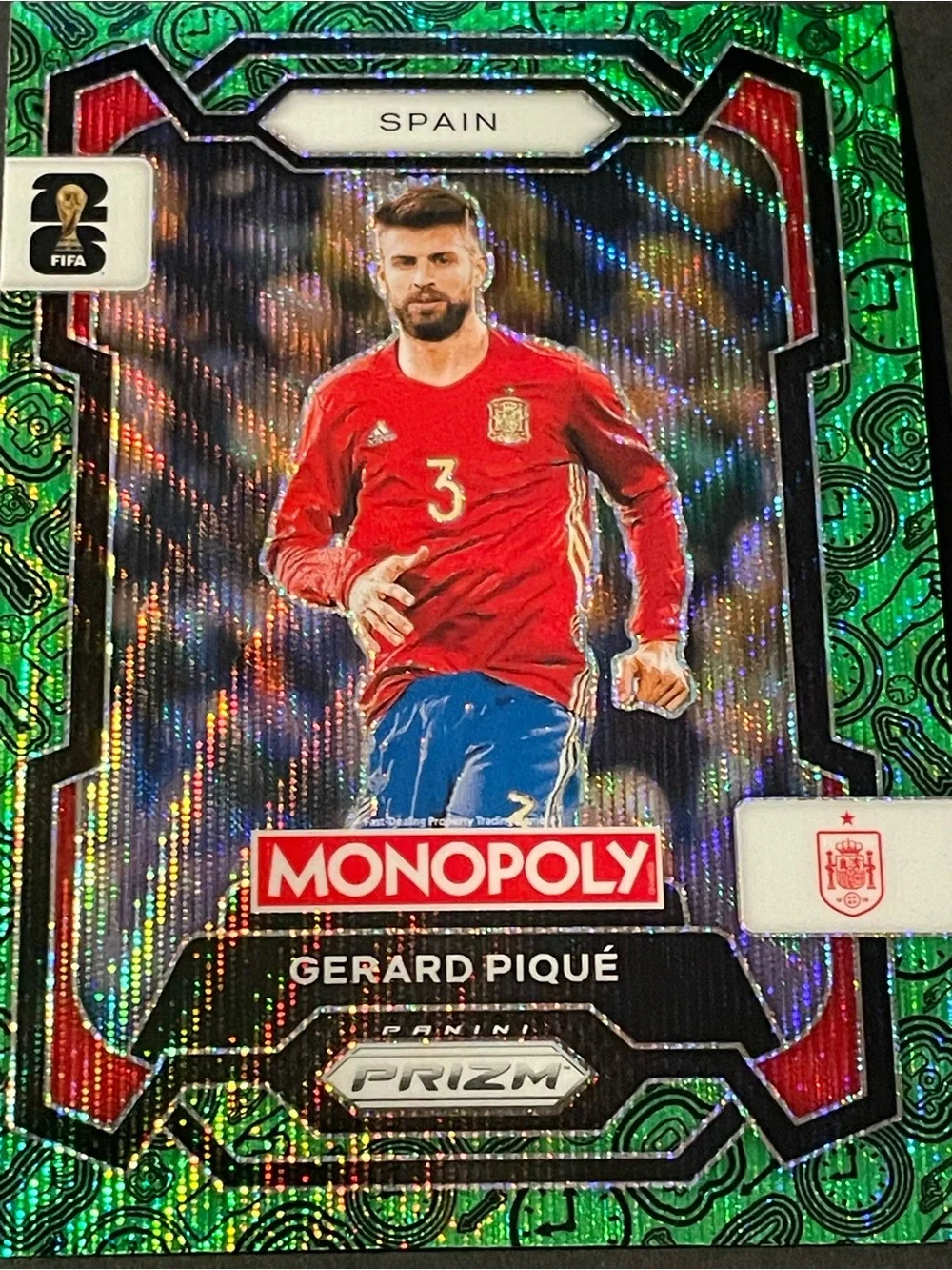 2026 Panini Prizm FIFA World Cup Cards #46 Gerard Piqué Spain Green Wave Card